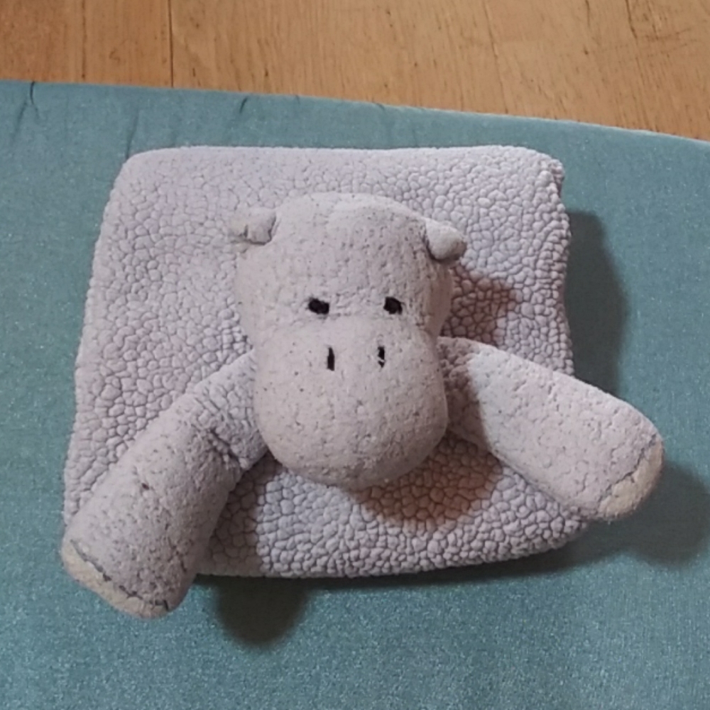 Small blue hippopotamus baby blanket